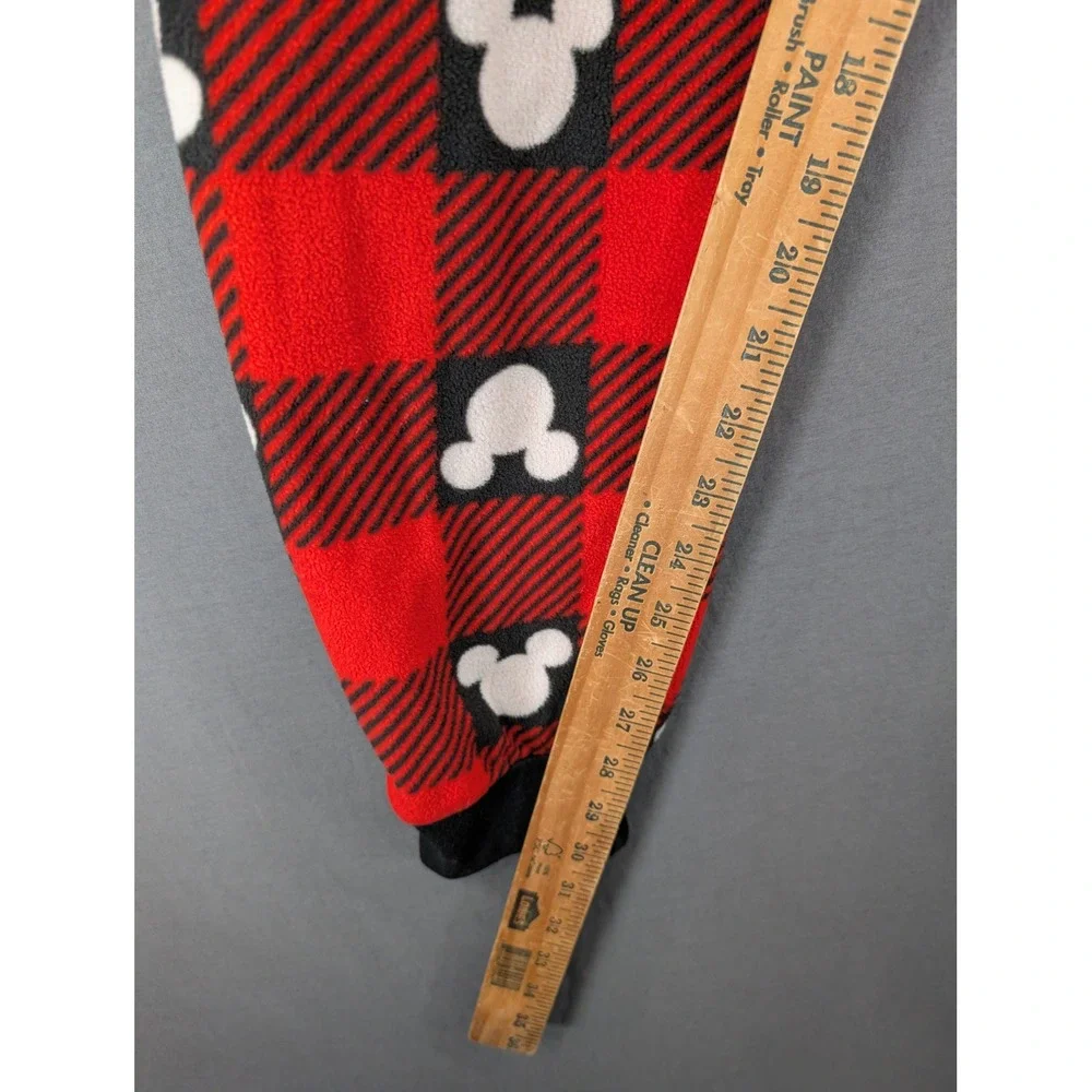 Disney‎ Mickey Mouse Buffalo Plaid Hooded Union Suit Pajamas Red Black Medium